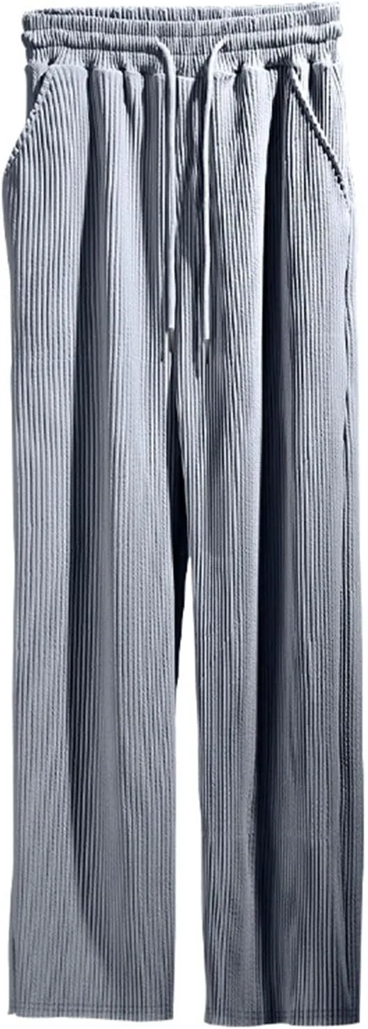 Mens Lightweight Hiking Travel Pants Athletic Breathable Fishing Active Jogger Leisure Pants Drawstring Tactical Solid Pants