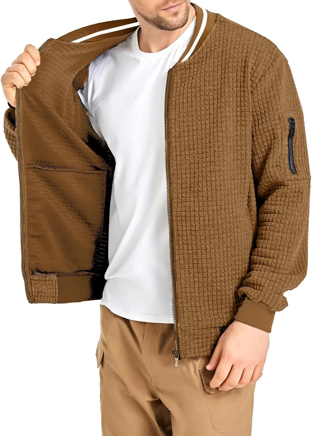 Mens Lightweight Jacket Casual Bomber Jacket Varsity Coat