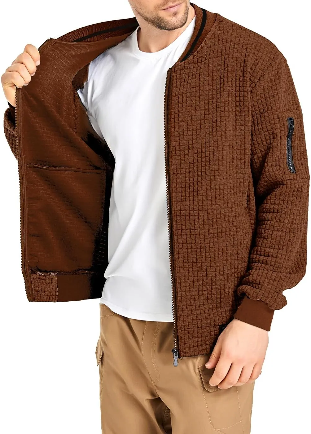 Mens Lightweight Jacket Casual Bomber Jacket Varsity Coat