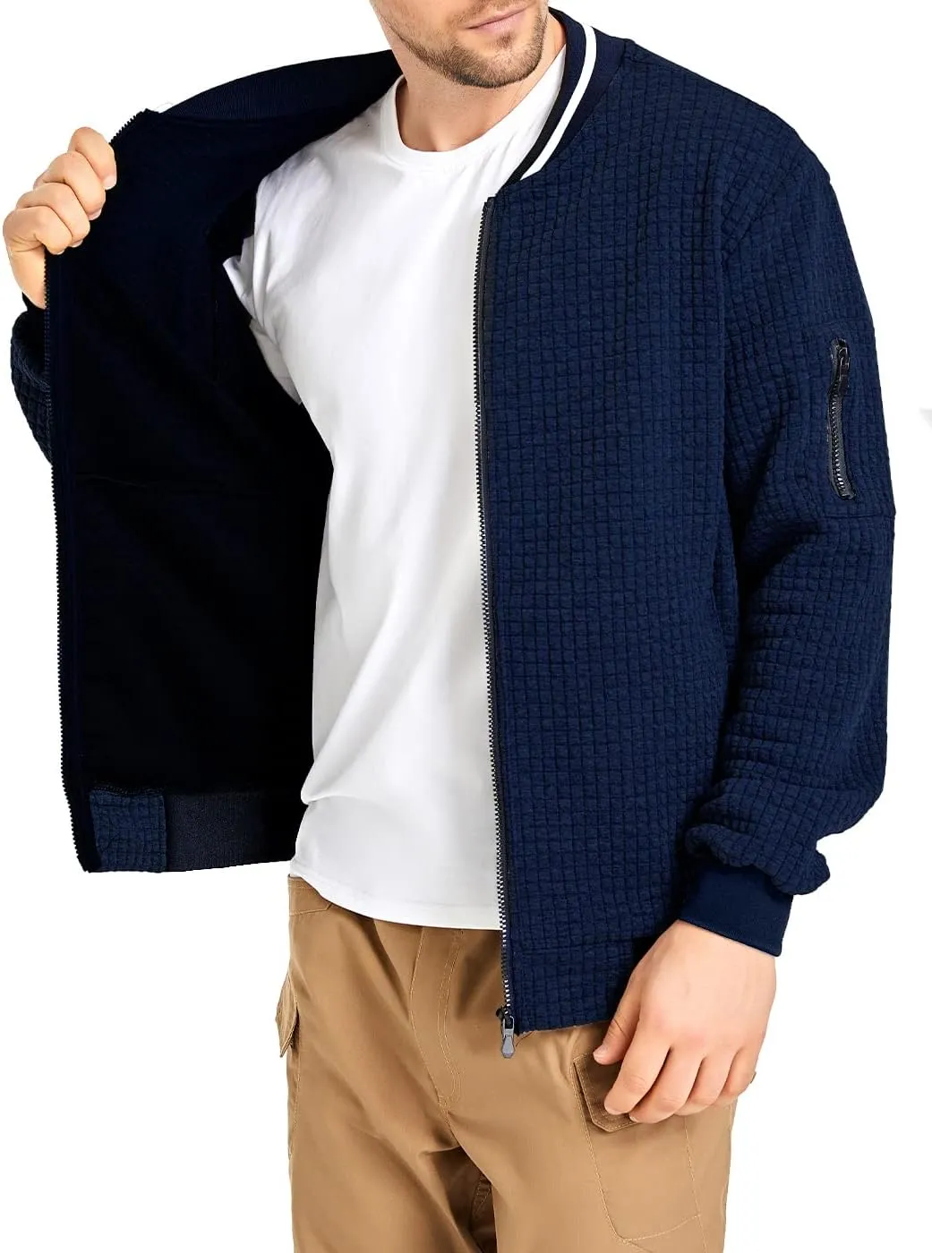Mens Lightweight Jacket Casual Bomber Jacket Varsity Coat