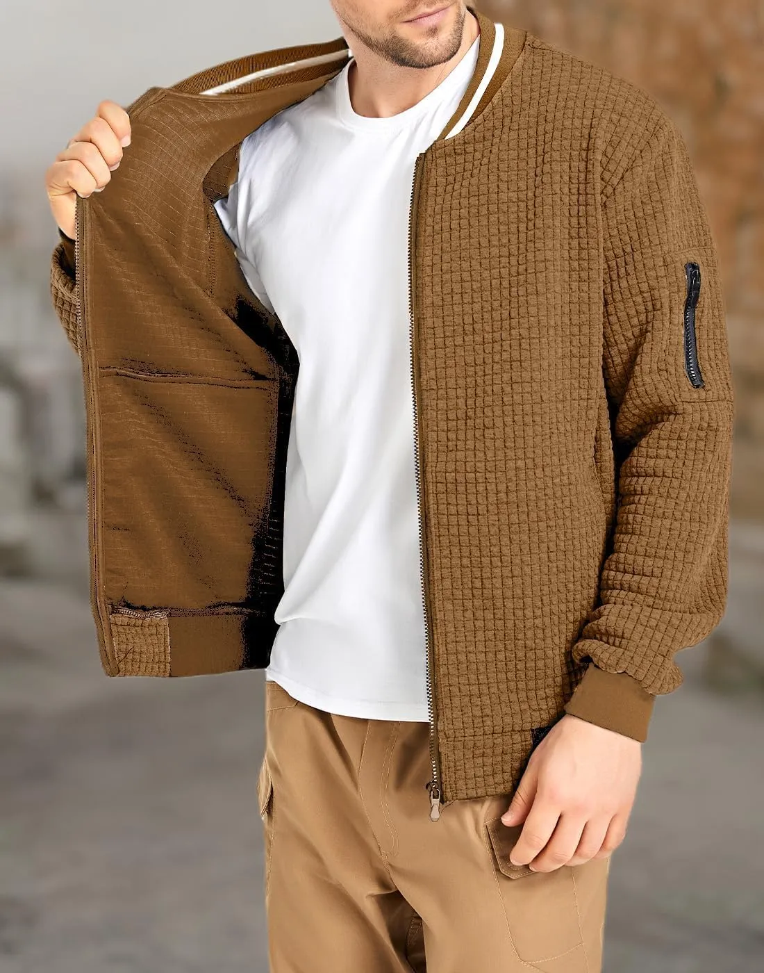 Mens Lightweight Jacket Casual Bomber Jacket Varsity Coat