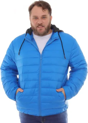 Men's Plus Size Puffer Jacket  Lightweight Hooded Insulated Winter Coat, Windproof, Zipper Down Jacket, Warm & Durable