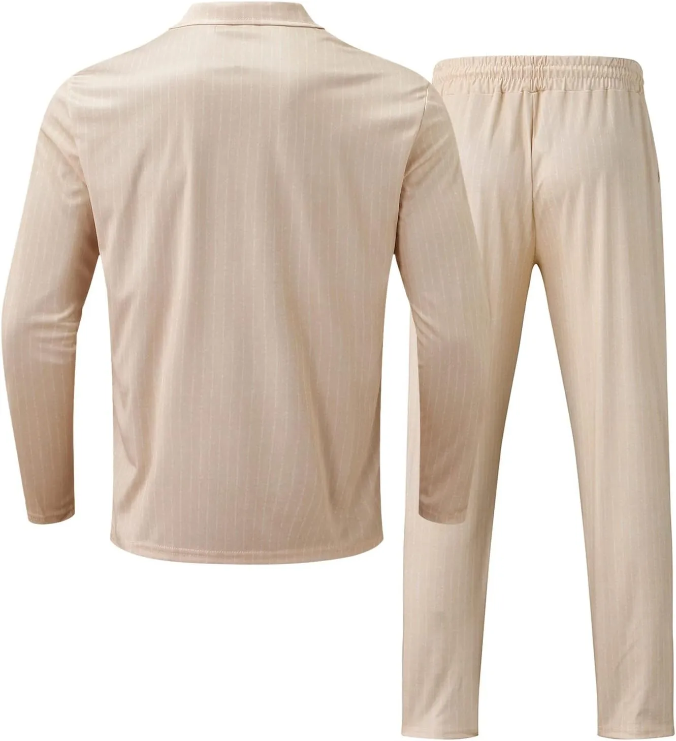 Mens Polo Set 2 Piece Outfit Long Sleeve Quarter Zip Golf Shirt and Sweatpants Sports Suit Casual Stretch Slim Fit Tracksuit