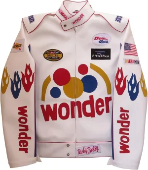 Men's Ricky Bobby Racing White Faux Leather Jacket