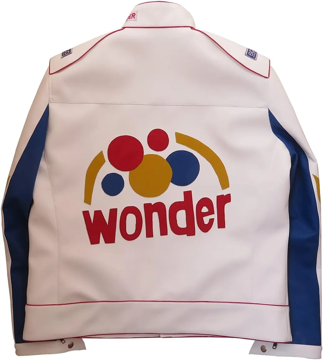 Men's Ricky Bobby Racing White Faux Leather Jacket