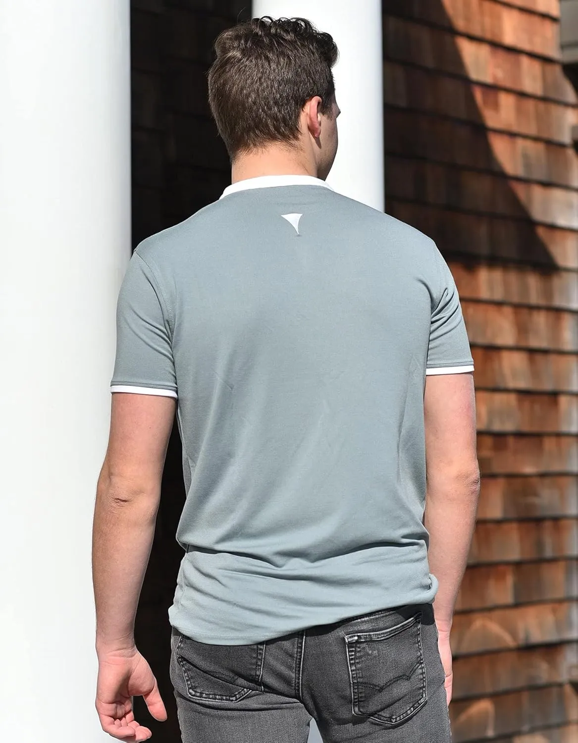 Men's Short Sleeve Soft Luxurious Rayon Blend, Breathable, Quick Dry, Henley Notch V-Neck, Banded Collar Shirt
