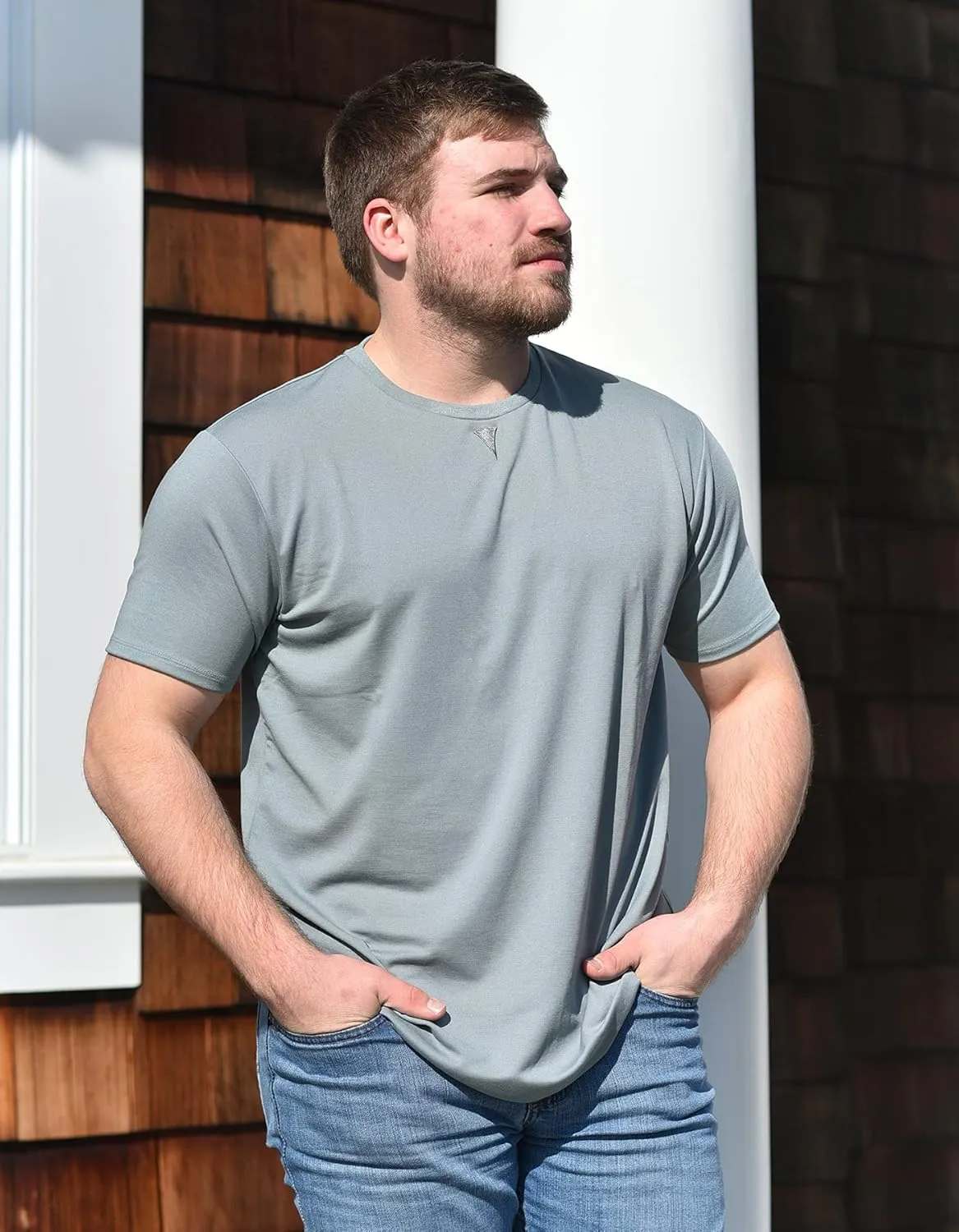 Men's Short Sleeve Soft Luxurious Rayon Blend, Breathable, Quick Dry, Stretch Crew T-Shirt