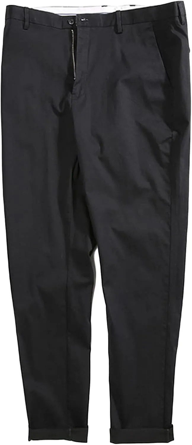 Men's Straight Stretch Chino Pants Dress Pants Slim Fit Skinny Suit Pants Casual Lightweight Pants (52,Black)