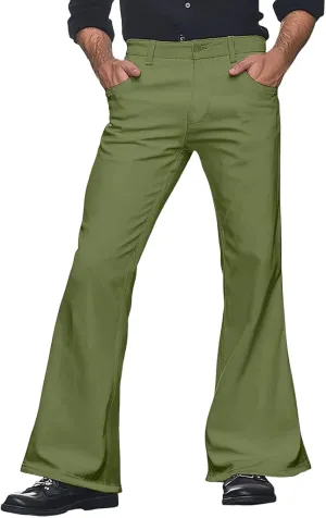Mens Sweatpants Men's Solid Color Bell-Bottom Belt Pocket Casual Big Trousers Loose Legs Suit Pants for Men