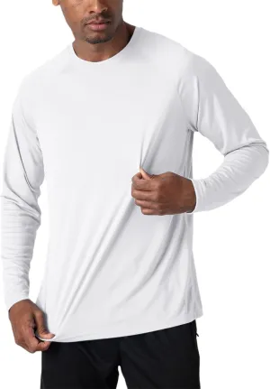 Men's T-Shirts Summer Long Sleeve Performance Quick Dry Breathable Hiking T-Shirts White