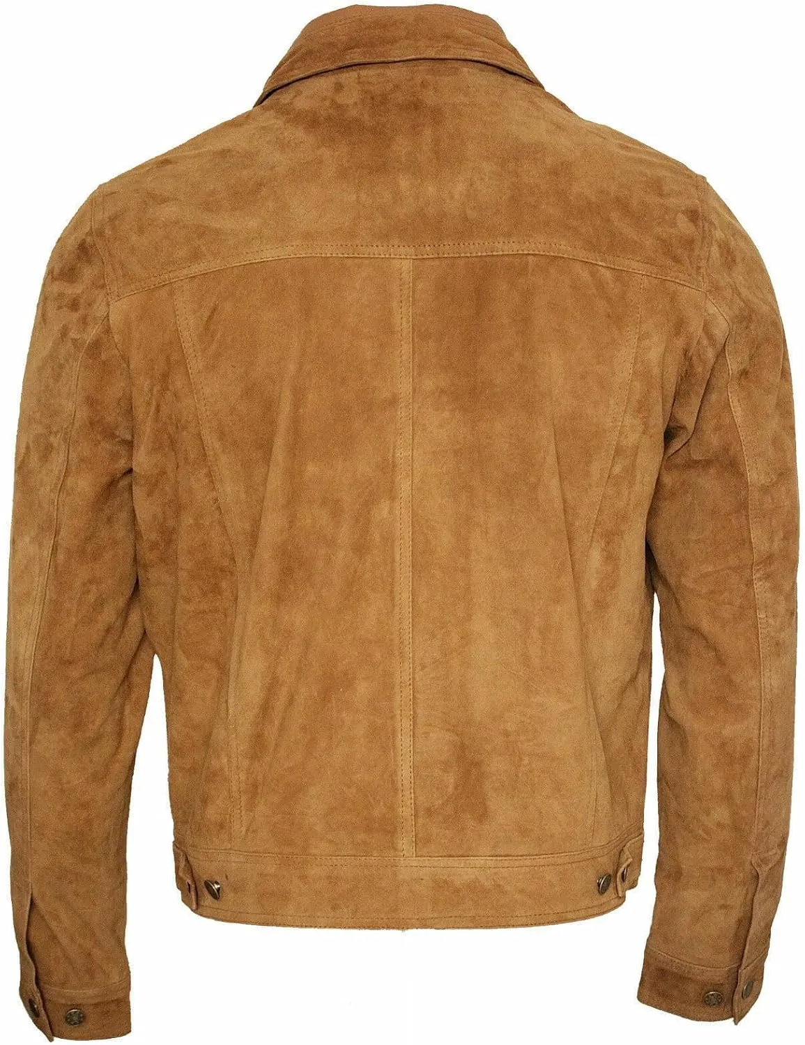 Men's Trucker Casual Goat Suede Leather Shirt Jeans Jacket