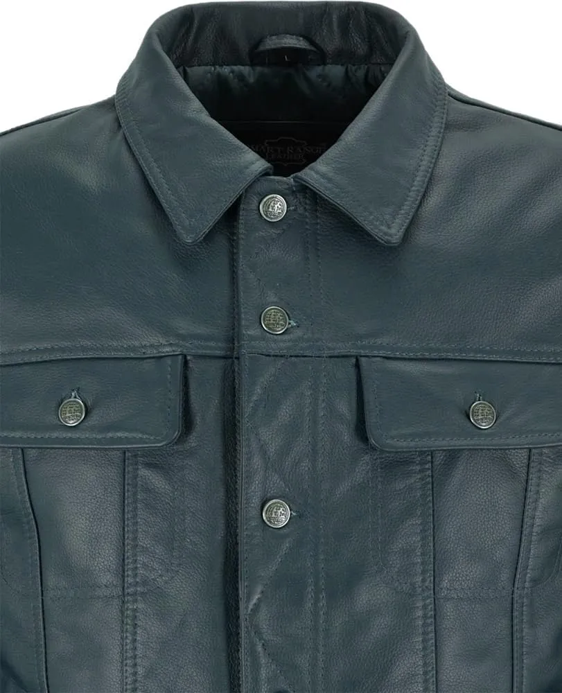 Mens Trucker Leather Jacket Vintage Genuine Lambskin Leather Jacket Men Shirt Style Man Leather Jacket