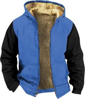 Men's Western Vintage Print Sherpa Fleece Lined Jackets Faux Cozy Outerwear Windproof Varsity Coat with Pocket