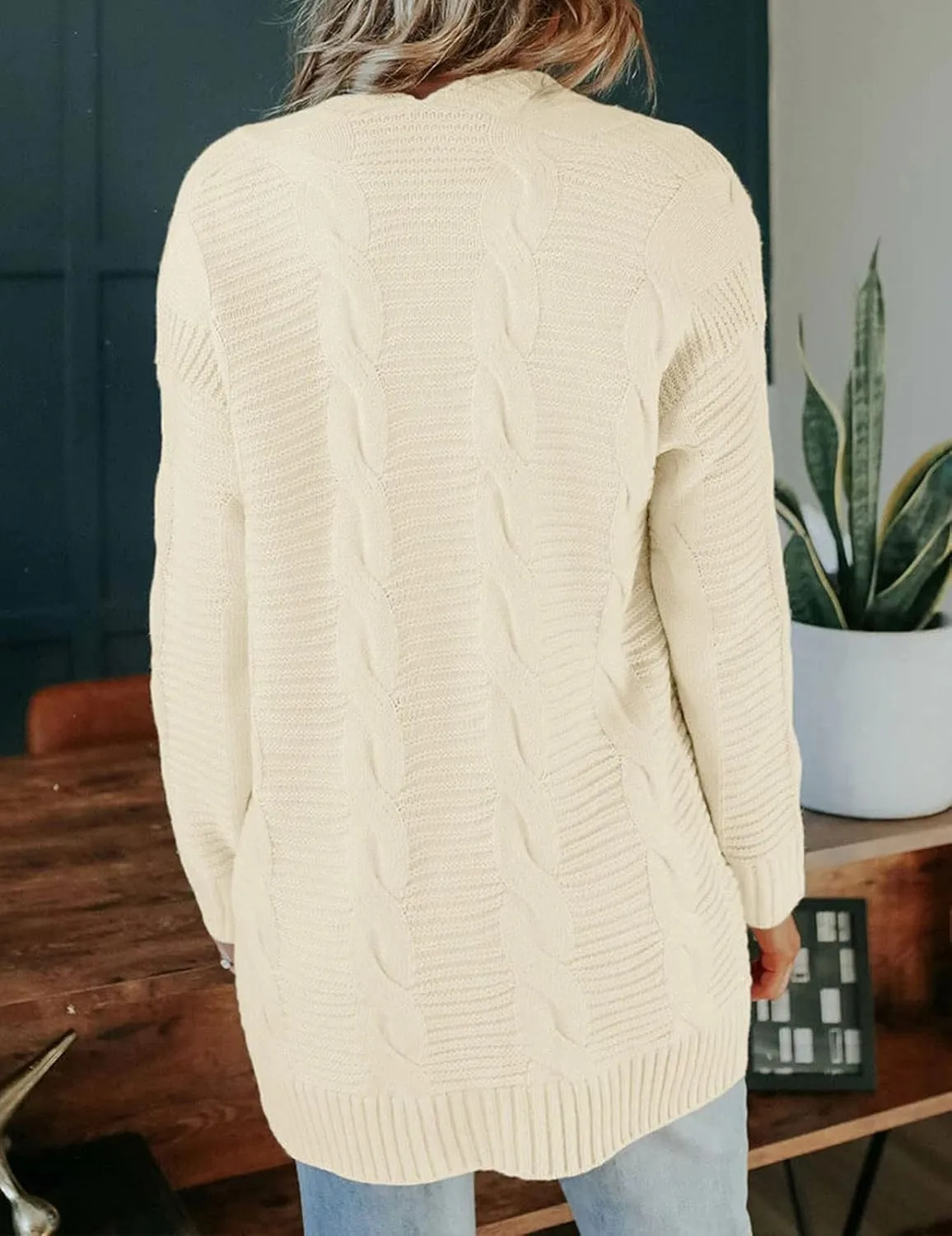 MEROKEETY Women's 2025 Long Sleeve Cable Knit Cardigan Sweaters Open Front Fall Outwear Coat