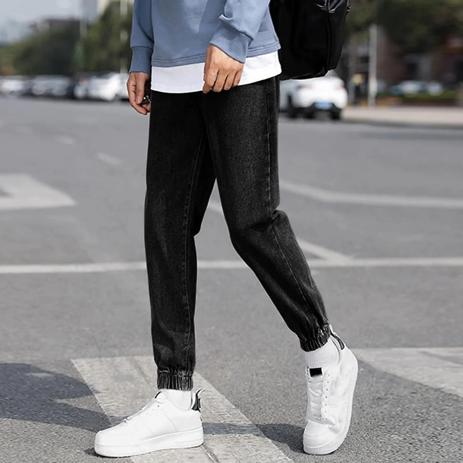 MIDOO Work Pants for Men Slim Fit Casual Joggers Pants Stretch Drawstring Elastic Waist Tapered Leg Sweatpants with Pockets