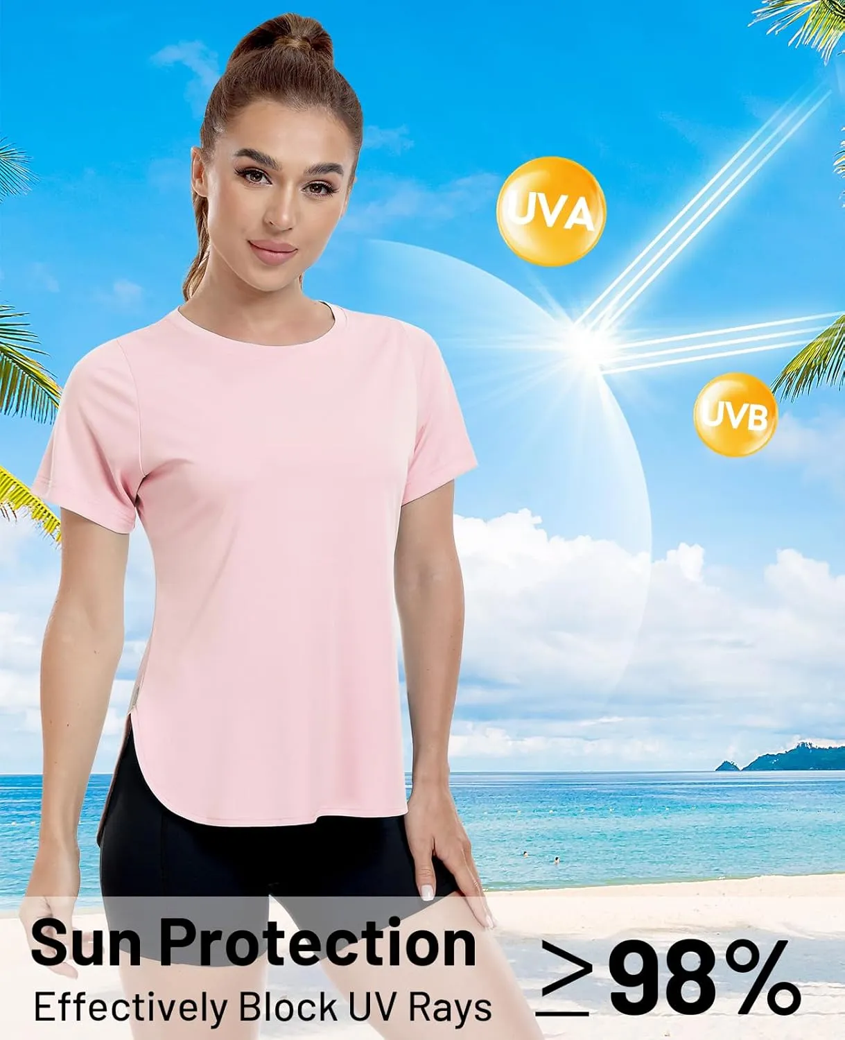 MIER Womens UPF 50  Sun Protection Workout Tops Short Sleeve UV SPF T-Shirts for Athletic Gym Exercise Yoga, Dry Fit