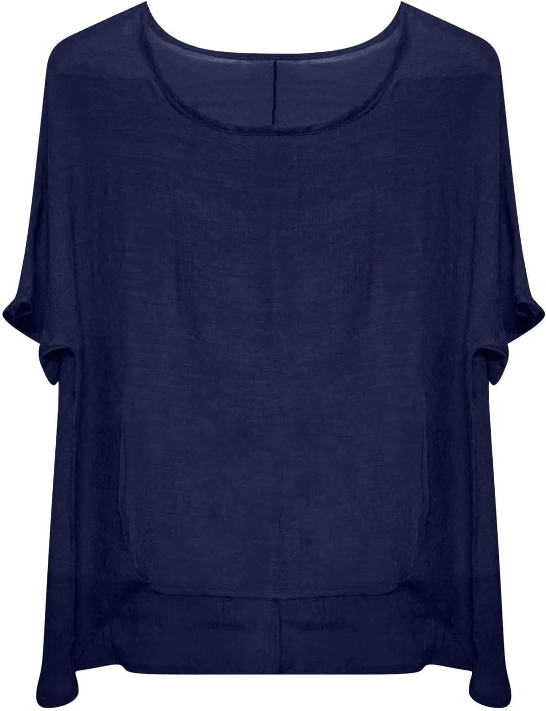 Miyaomn Women's Casual Linen Shirts Oversized Short Sleeve Crewneck Loose Fit Tees Blouse Summer Lightweight Solid Tunic Tops