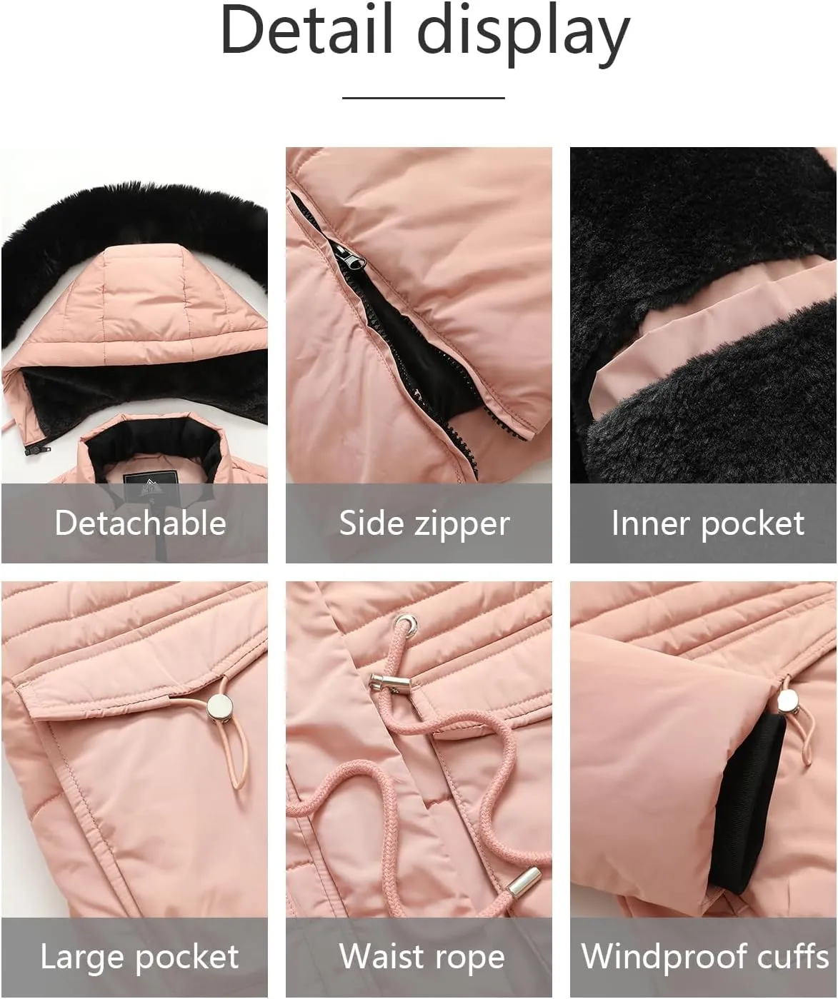 MOERDENG Women's Long Winter Puffer Coat Waterproof Warm Maxi Down Jacket Faux Fur Removable Hood Parka