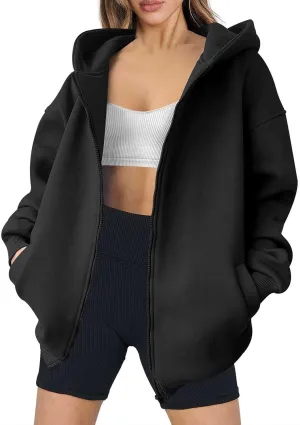 MRGIINRI Womens Zip Up Hoodies 2024 Fall Trendy Oversized Sweatshirts Long Sleeve Fleece Jackets Coat Workout Y2K Outfits