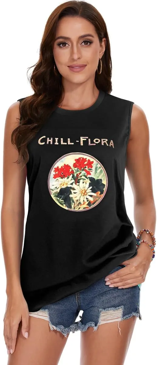 My Sky Womens Tank Tops Summer T Shirts Sleeveless Casual Cute Loose Tunic Blouses