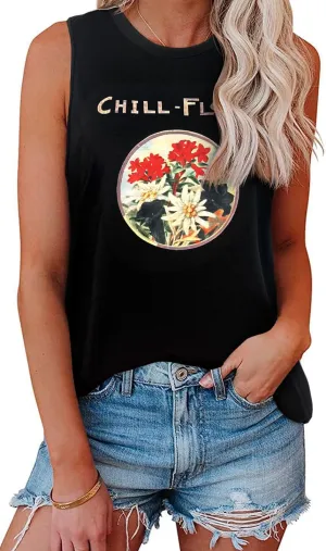 My Sky Womens Tank Tops Summer T Shirts Sleeveless Casual Cute Loose Tunic Blouses