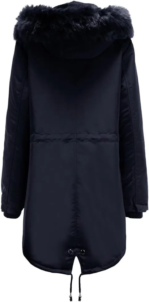 NALoRa Women'S Cotton Jacket Fleece Jacket Medium-Length Hooded Cotton Jacket Warm Padded Coat