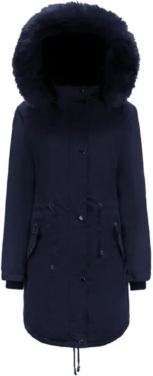 NALoRa Women'S Cotton Jacket Fleece Jacket Medium-Length Hooded Cotton Jacket Warm Padded Coat