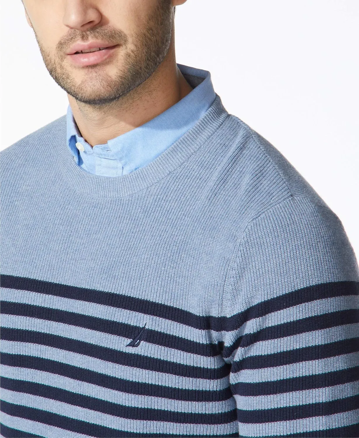 Nautica Men's Stripe Knit Crewneck Sweater