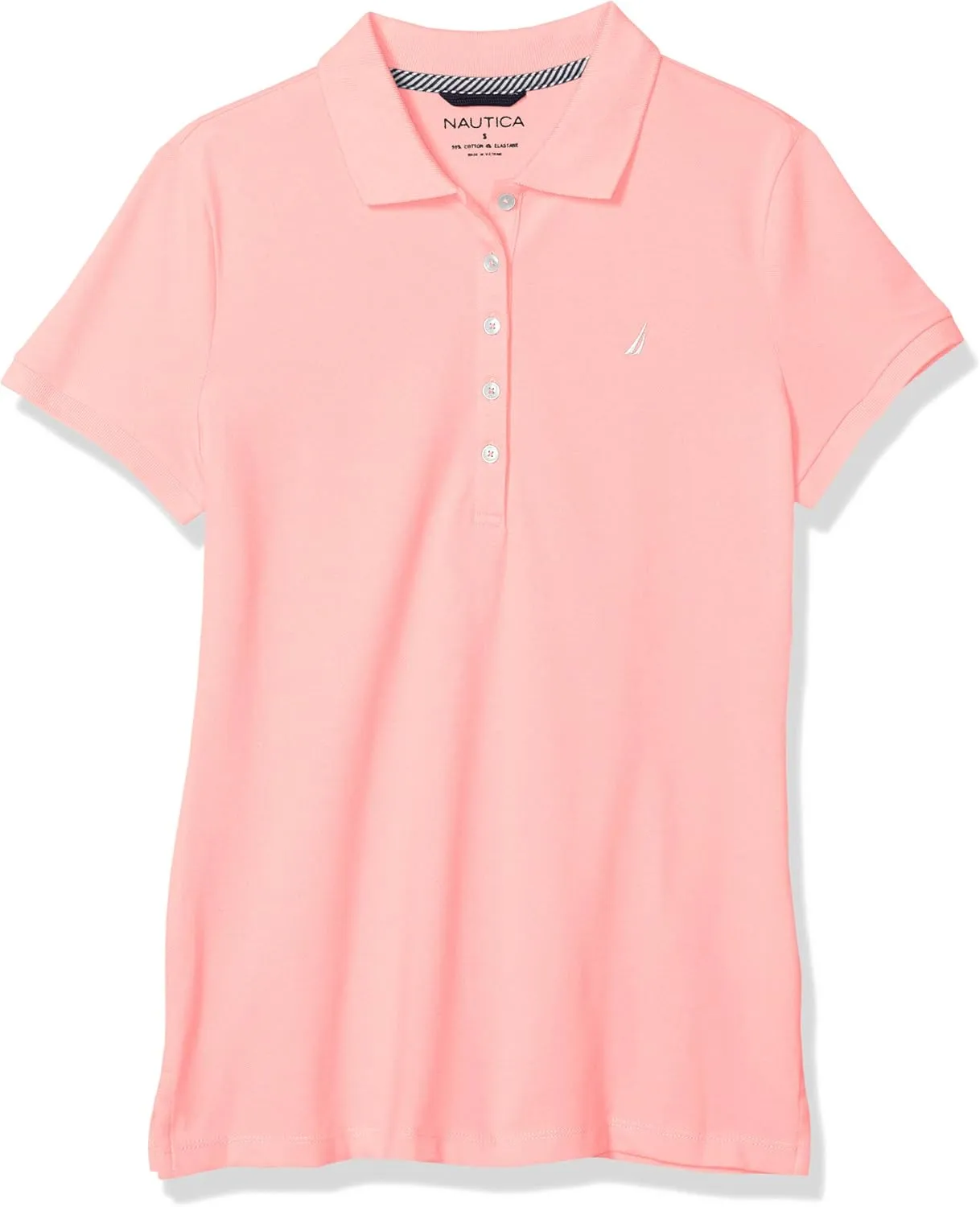 Nautica Women's 5-Button Short Sleeve Cotton Polo Shirt
