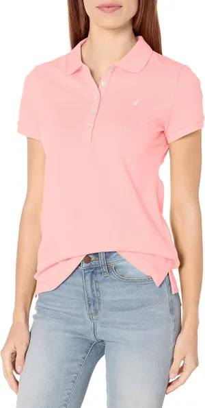 Nautica Women's 5-Button Short Sleeve Cotton Polo Shirt
