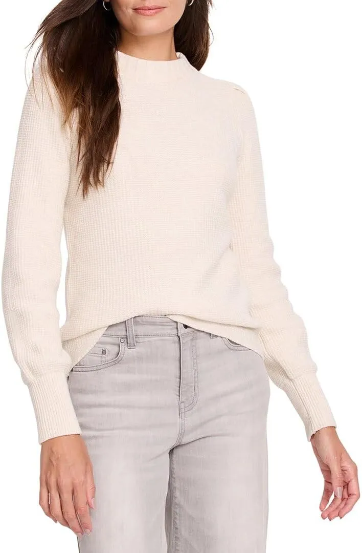 NIC ZOE Women's Waffle Stitch Sweater, Cream