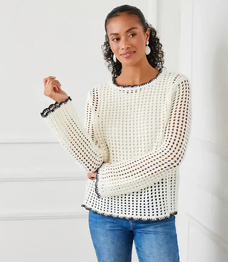 Nivita Natural Crochet Sweater - Karen Kane 1L89945