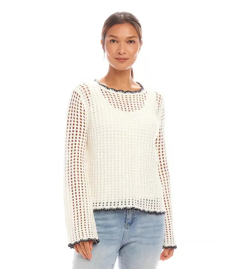 Nivita Natural Crochet Sweater - Karen Kane 1L89945
