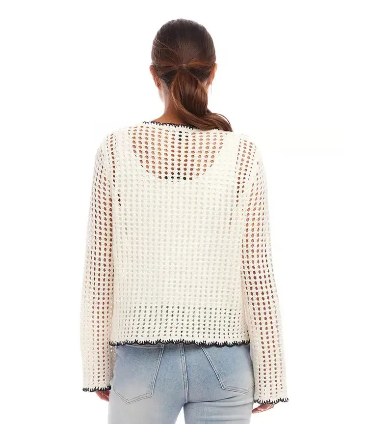 Nivita Natural Crochet Sweater - Karen Kane 1L89945