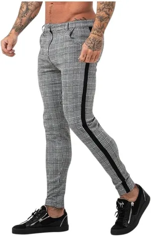 Nyybw Mens Chinos Casual Pants - Slim Fit Stretch Plaid Dress Pants Lightweight Skinny Long Pants Business Golf Dress Pants
