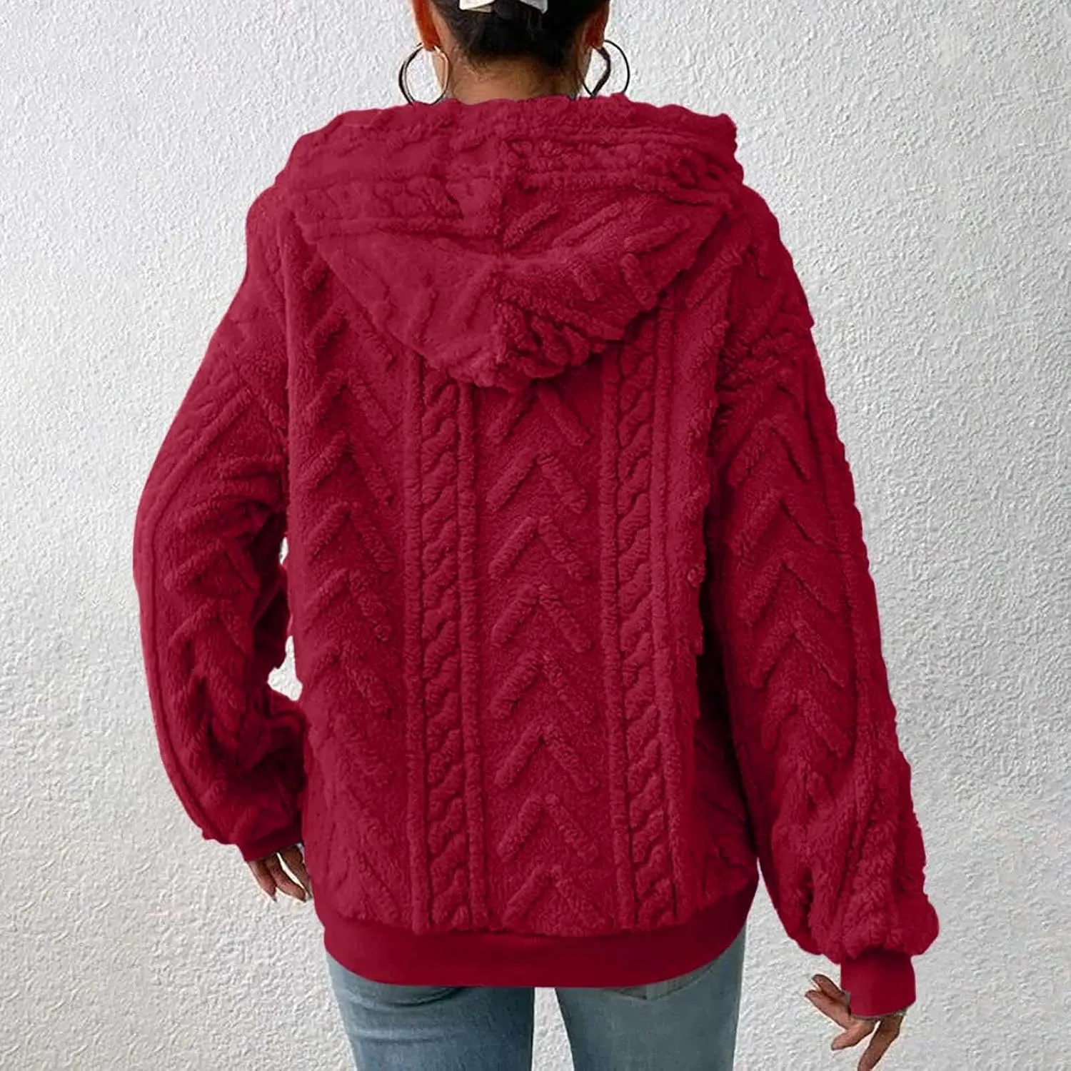 Oversized Hoodie For Women, Cable Knit Fuzzy Pullover Sweatshirt, Fall Clothes