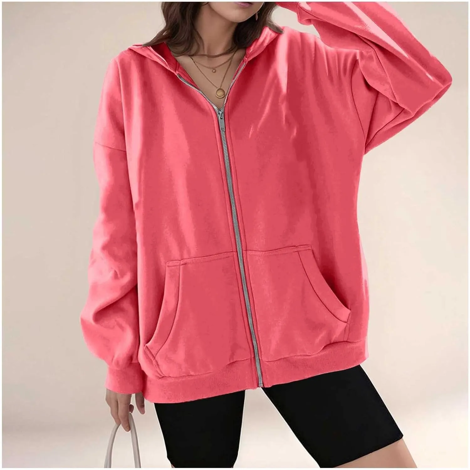 Oversized Hoodies for Women Trendy Plus Size Long Sleeve Cute Zip Up Sweatshirts Y2k Casual Fall Fashion 2024 Clothes