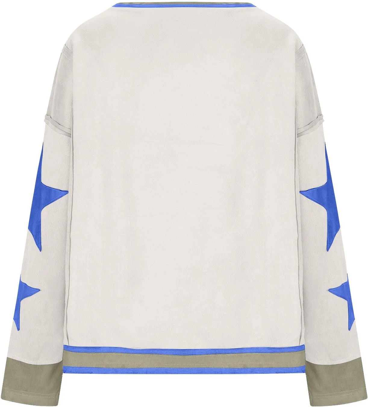 Oversized Star Graphic Sweatshirts for Women Crewneck Long Sleeve Casual Sweater Pullover Tops Drop Shoulder Shirt