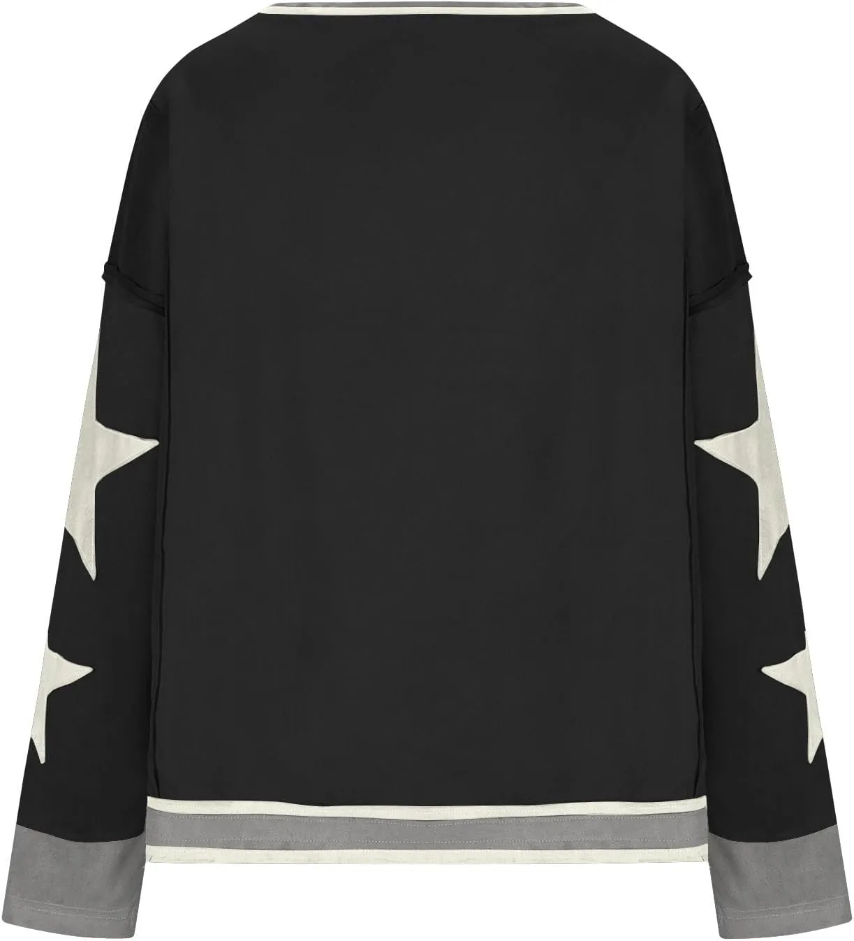 Oversized Star Graphic Sweatshirts for Women Crewneck Long Sleeve Casual Sweater Pullover Tops Drop Shoulder Shirt