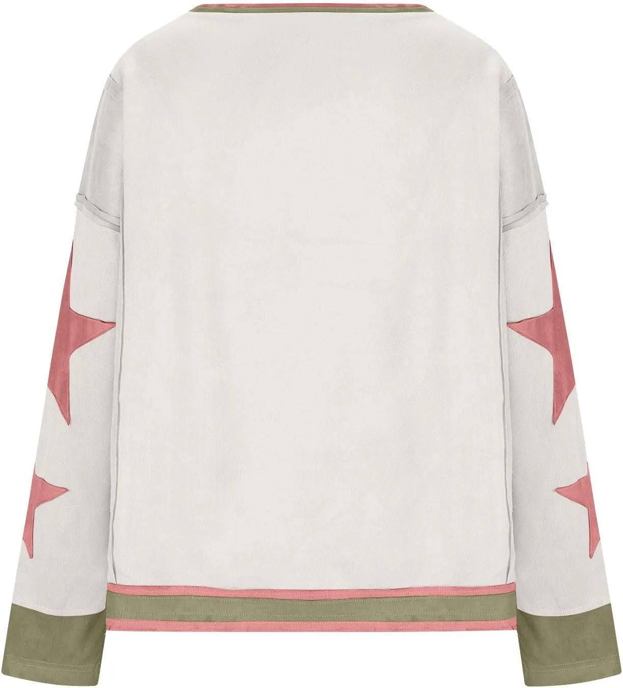 Oversized Star Graphic Sweatshirts for Women Crewneck Long Sleeve Casual Sweater Pullover Tops Drop Shoulder Shirt