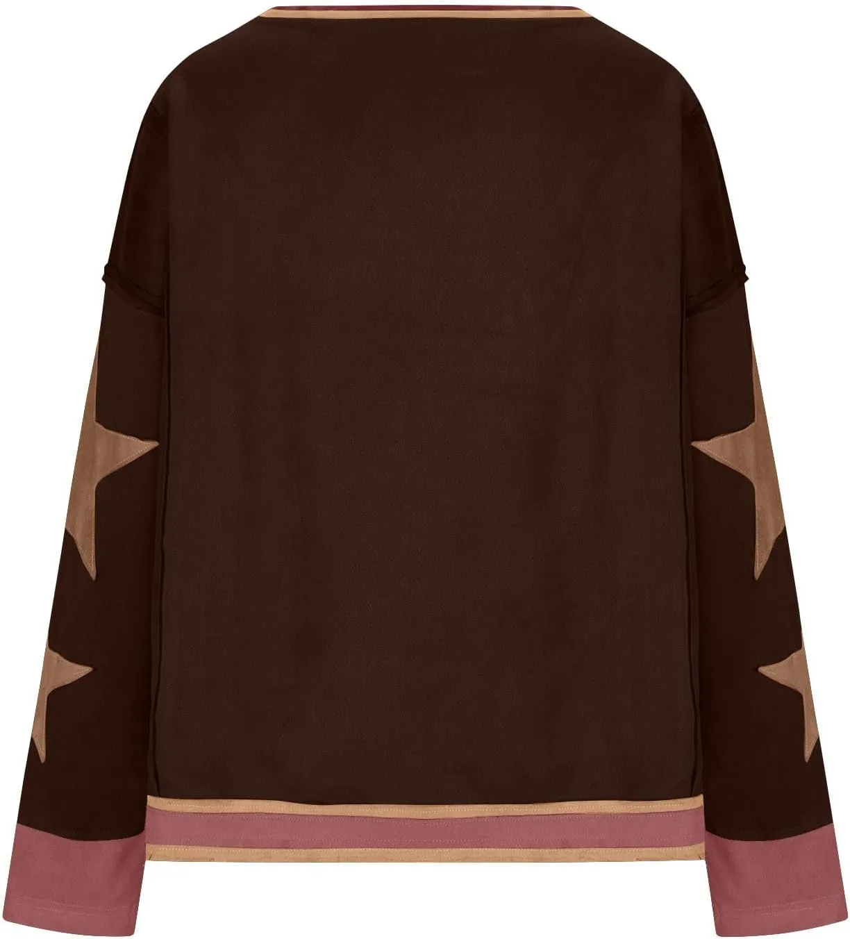 Oversized Star Graphic Sweatshirts for Women Crewneck Long Sleeve Casual Sweater Pullover Tops Drop Shoulder Shirt