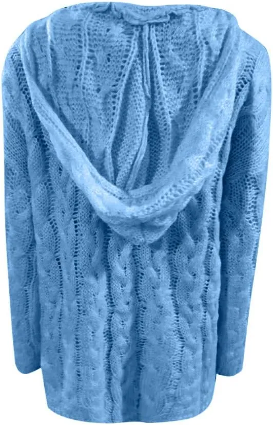Oversized Sweater for Women, Fashion Chunky Cable Knit Hooded Sweaters Casual V Neck Hoodies Long Sleeve Pullover Tops