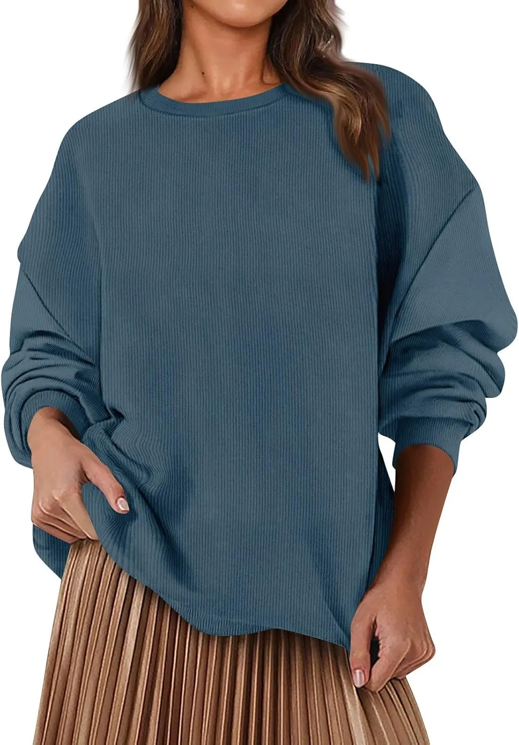 Oversized Sweatshirt for Women Crewneck Sweatshirts No Hood Sweaters Long Sleeve Shirts Hoodies Pullover Casual Tops