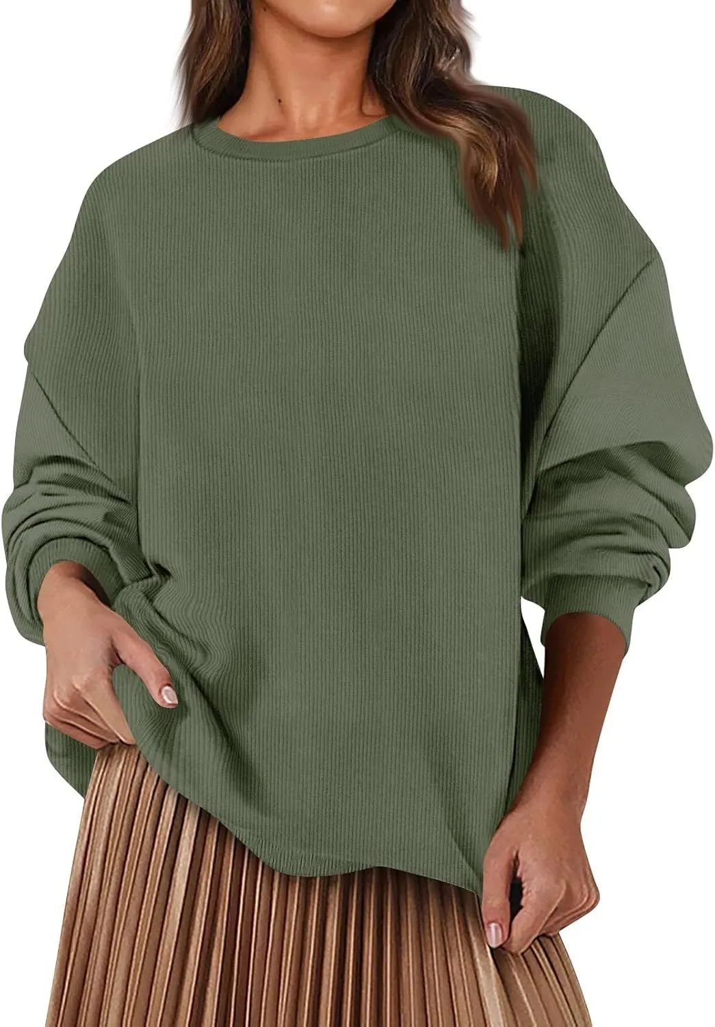 Oversized Sweatshirt for Women Crewneck Sweatshirts No Hood Sweaters Long Sleeve Shirts Hoodies Pullover Casual Tops
