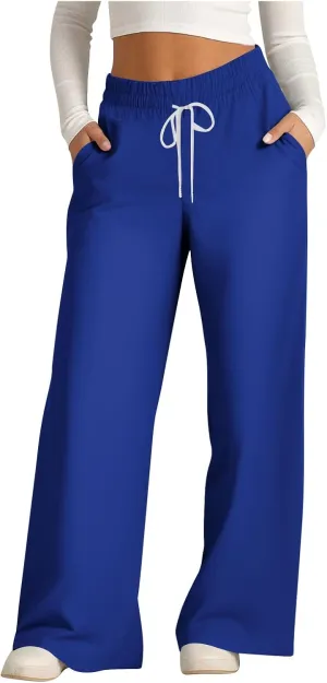 Palazzo Pants for Women Straight Wide Leg Pants Drawstring High Waist Trousers Spring Fashion Lounge Pants with Pocket