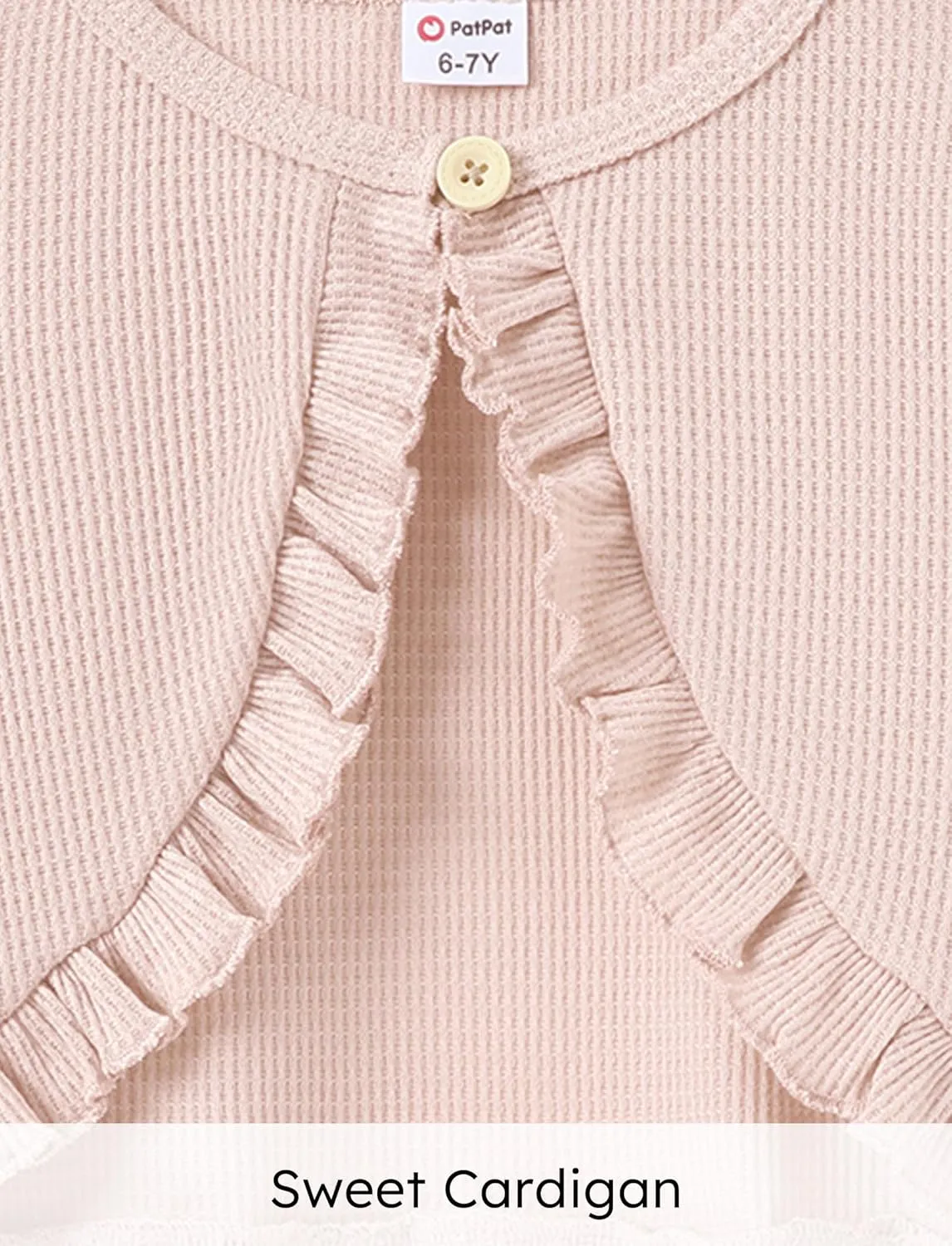 PATPAT Girl Sweater Long Sleeve Ruffle Knit Dress Cover Cardigan Shrug Sweater for Girls 5 Years-10 Years
