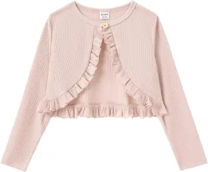 PATPAT Girl Sweater Long Sleeve Ruffle Knit Dress Cover Cardigan Shrug Sweater for Girls 5 Years-10 Years