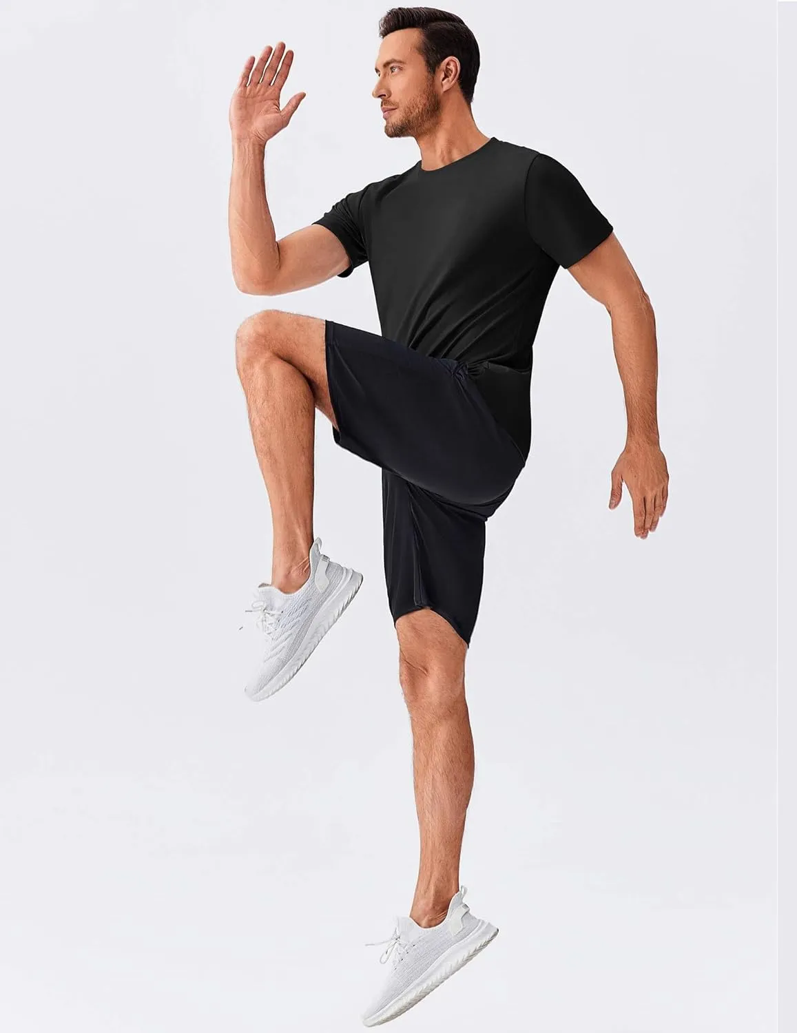 PINSPARK Men's 3 Pack Workout Shirts Quick Dry Moisture Wicking Crewneck Tee Shirt Mesh Athletic T-Shirts