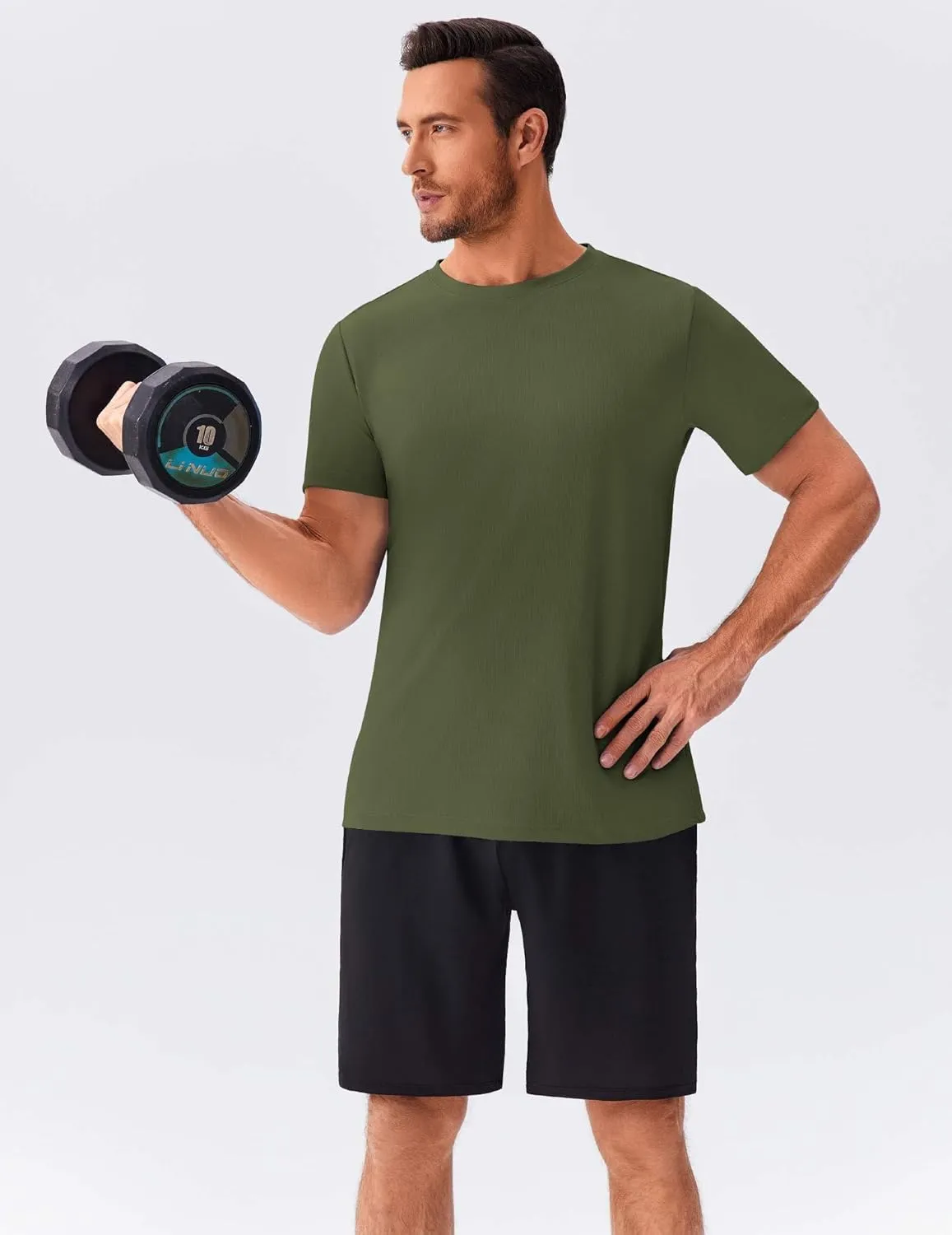 PINSPARK Men's 3 Pack Workout Shirts Quick Dry Moisture Wicking Crewneck Tee Shirt Mesh Athletic T-Shirts