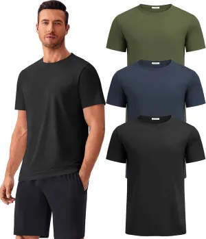 PINSPARK Men's 3 Pack Workout Shirts Quick Dry Moisture Wicking Crewneck Tee Shirt Mesh Athletic T-Shirts